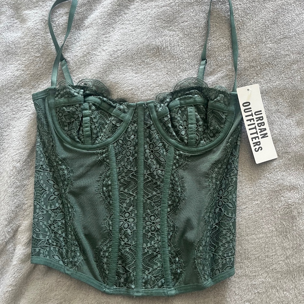 Urban Outfitters Out From Under Modern Corset Top, Moss Green
